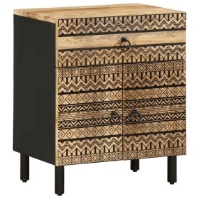 Solid rough black mango wood bedside table 50x33x60 cm by , Nightstands - Ref: Foro24-4018639, Price: 104,21 €, Discount: %