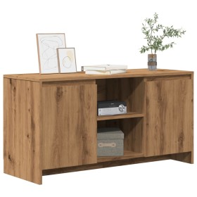 Handcrafted oak engineered wood TV stand