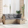 Gartensitzgruppe mit 4-teiligen Sofas und Kissen aus synthetischem Rattan in Beige. | Foro24|Onlineshop| Casa, Jardín y Más Foro24.es