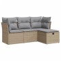 Gartensitzgruppe mit 4-teiligen Sofas und Kissen aus synthetischem Rattan in Beige. | Foro24|Onlineshop| Casa, Jardín y Más Foro24.es