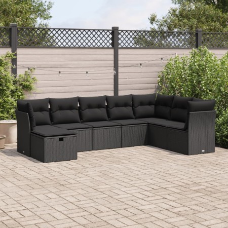 Garden sofa set with 8 pieces of black synthetic rattan and cushions. | Foro24|Onlineshop| Casa, Jardín y Más Foro24.es