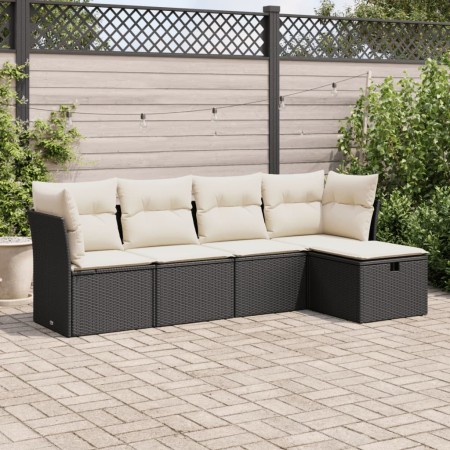 5-piece garden furniture set with black synthetic rattan cushions | Foro24|Onlineshop| Casa, Jardín y Más Foro24.es