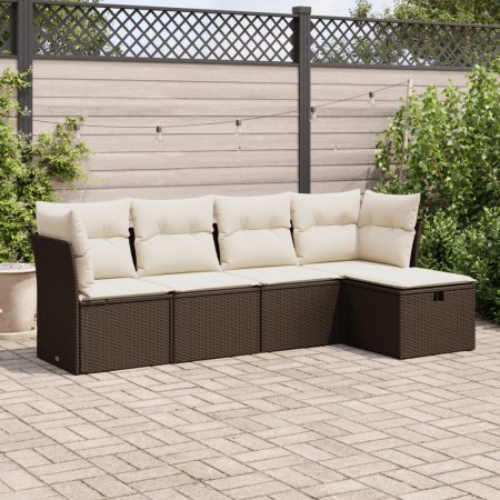 5-piece garden dining set with brown synthetic rattan cushions | Foro24|Onlineshop| Casa, Jardín y Más Foro24.es