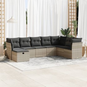 Gartensofa-Set, 8-teilig, mit grauen Kissen aus