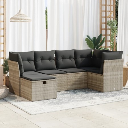 Garden sofa set 6 pieces and gray synthetic rattan cushions | Foro24|Onlineshop| Casa, Jardín y Más Foro24.es