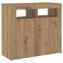 Aparador luces LED madera ingeniería roble artisan 80x35x75 cm de , Aparadores - Ref: Foro24-856362, Precio: 103,58 €, Descue...