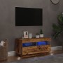 Mueble TV luces LED madera ingeniería envejecida 80x35x40 cm de , Muebles TV - Ref: Foro24-856357, Precio: 76,51 €, Descuento: %