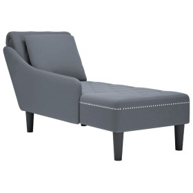 Deck chair with dark gray velvet pillow and right