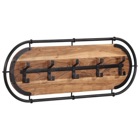 Wall-mounted coat rack with 5 solid mango wood hooks by , Hat and coat racks - Ref: Foro24-4013507, Price: 60,05 €, Discount: %