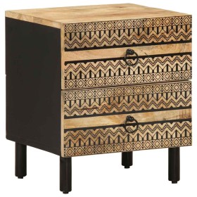 Solid rough black mango wood bedside table