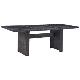 Black synthetic rattan glass garden dining table 200x100x74 cm by vidaXL, Garden tables - Ref: Foro24-310145, Price: 236,99 €...