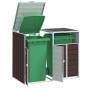 Double trash container shed, brown steel, 144x81x113 cm by , Waste container supports - Ref: Foro24-4006178, Price: 157,23 €,...