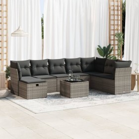 Garden sofa set with 9-piece synthetic rattan