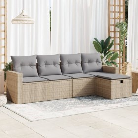 Garden sofa set with 5-piece synthetic rattan beige cushions by , Garden sets - Ref: Foro24-3325365, Price: 373,08 €, Discoun...