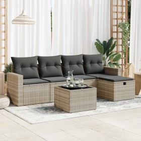 Gartensofagarnitur 6-teilig mit grauen Polstern aus synthetischem Rattan. von , Gartensets - Ref: Foro24-3325378, Preis: 419,...