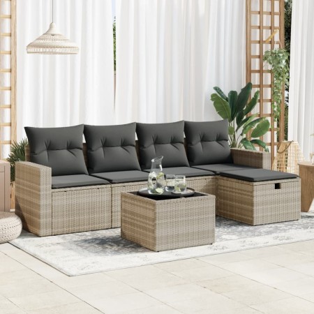 Garden sofa set 6 pieces and gray synthetic rattan cushions | Foro24|Onlineshop| Casa, Jardín y Más Foro24.es