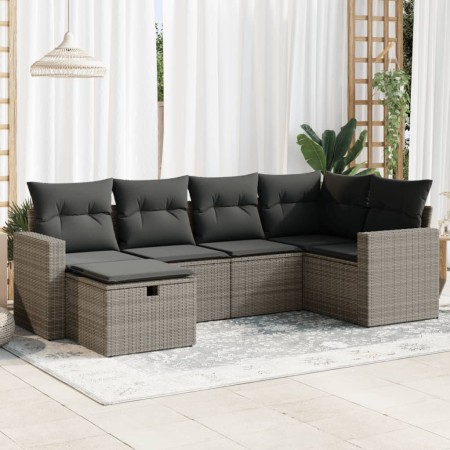 Set de muebles de jardín 6 pzas y cojines ratán sintético gris | Foro24|Onlineshop| Casa, Jardín y Más Foro24.es