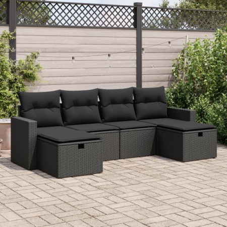 6-piece garden sofa set with black synthetic rattan cushions | Foro24|Onlineshop| Casa, Jardín y Más Foro24.es