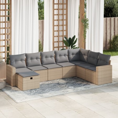 Garden sofa set with 8 pieces of synthetic beige rattan and cushions. | Foro24|Onlineshop| Casa, Jardín y Más Foro24.es