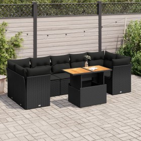 Garden sofa set with 8 pieces of black synthetic rattan and cushions. by , Garden sets - Ref: Foro24-3326897, Price: 601,55 €...