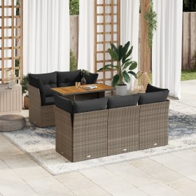 6-piece garden furniture set with gray synthetic