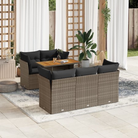 6-piece garden furniture set with gray synthetic rattan cushions | Foro24|Onlineshop| Casa, Jardín y Más Foro24.es