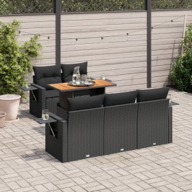 6-piece garden sofa set with black synthetic