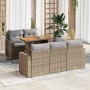 Gartensofa-Set mit 6-teiligen Kissen aus synthetischem Rattan in Beige. | Foro24|Onlineshop| Casa, Jardín y Más Foro24.es