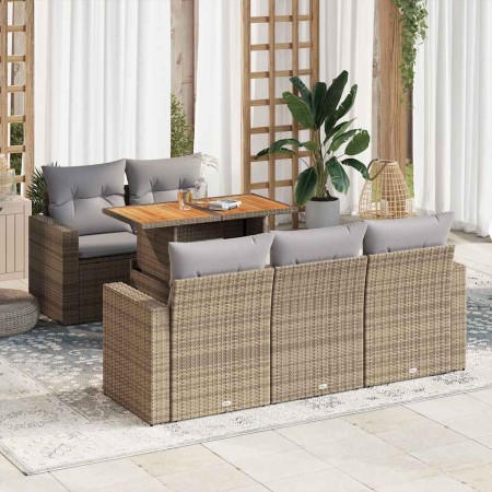 Garden sofa set with 6-piece synthetic rattan beige cushions | Foro24|Onlineshop| Casa, Jardín y Más Foro24.es