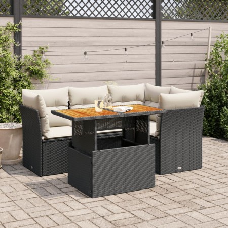 Gartenmöbel-Set 5-teilig mit schwarzen Polstern aus synthetischem Rattan | Foro24|Onlineshop| Casa, Jardín y Más Foro24.es