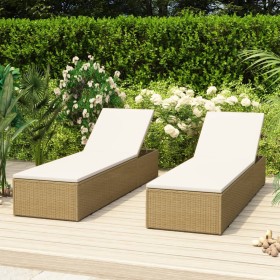 Brown and Cream White Synthetic Rattan Lounger by vidaXL, Loungers - Ref: Foro24-310147, Price: 257,51 €, Discount: %