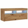 Mueble de TV luces LED madera roble artisan 90x35x40 cm | Foro24|Onlineshop| Casa, Jardín y Más Foro24.es