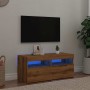 TV-Möbel mit LED-Lichtern aus Eichenholz, handgefertigt, 90x35x40 cm. | Foro24|Onlineshop| Casa, Jardín y Más Foro24.es