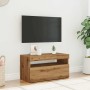 TV-Möbel mit LED-Lichtern aus Eichenholz, handgefertigt, 75x35x40 cm. | Foro24|Onlineshop| Casa, Jardín y Más Foro24.es