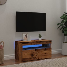 TV stand with LED lights, aged engineered wood, 75x35x40 cm by , TV Furniture - Ref: Foro24-856315, Price: 65,96 €, Discount: %