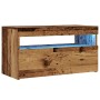 TV stand with LED lights, aged engineered wood, 75x35x40 cm by , TV Furniture - Ref: Foro24-856315, Price: 65,96 €, Discount: %