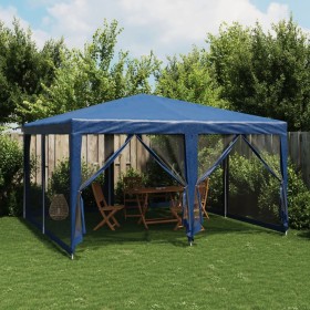 Party tent with 8 blue HDPE mesh walls 4x4 m