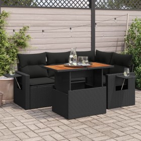 5-piece garden furniture set with black synthetic