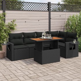 6-piece garden sofa set with black synthetic