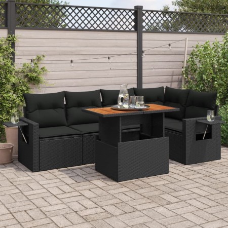 6-piece garden sofa set with black synthetic rattan cushions | Foro24|Onlineshop| Casa, Jardín y Más Foro24.es