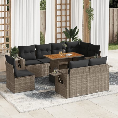 Set de sofás de jardín con cojines 9 pzas ratán sintético gris | Foro24|Onlineshop| Casa, Jardín y Más Foro24.es