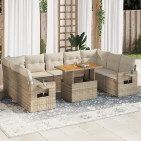 Gartensofa-Set mit 10-teiligen beigen Kissen aus synthetischem Rattan. von , Gartensets - Ref: Foro24-3327194, Preis: 938,95 ...