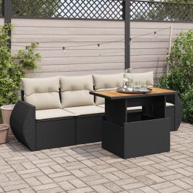 5-piece garden furniture set with black synthetic