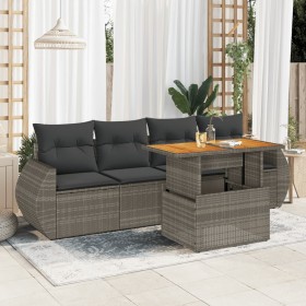 Garden sofa set with 5-piece synthetic rattan