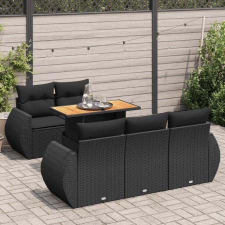 6-piece garden sofa set with black synthetic rattan cushions | Foro24|Onlineshop| Casa, Jardín y Más Foro24.es