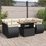 Gartensofa-Set, 7-teilig, mit schwarzen Polstern aus synthetischem Rattan | Foro24|Onlineshop| Casa, Jardín y Más Foro24.es