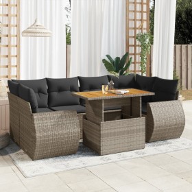 7-piece garden sofa set with gray synthetic