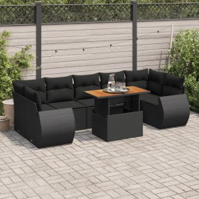 Garden sofa set with 8 pieces of black synthetic rattan and cushions. by , Garden sets - Ref: Foro24-3327233, Price: 594,74 €...