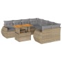 Gartensofa-Set mit 9-teiligen Kissen aus synthetischem Rattan in Beige. | Foro24|Onlineshop| Casa, Jardín y Más Foro24.es