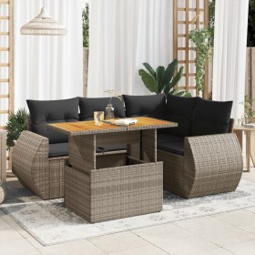 Garden sofa set with 5-piece synthetic rattan